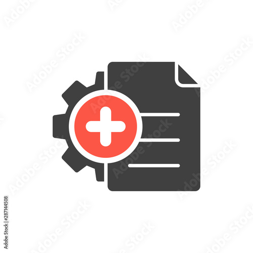 Project Management Icon with add sign, new, plus, positive symbol