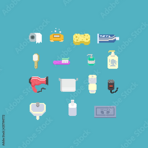Pixel bath room element set.