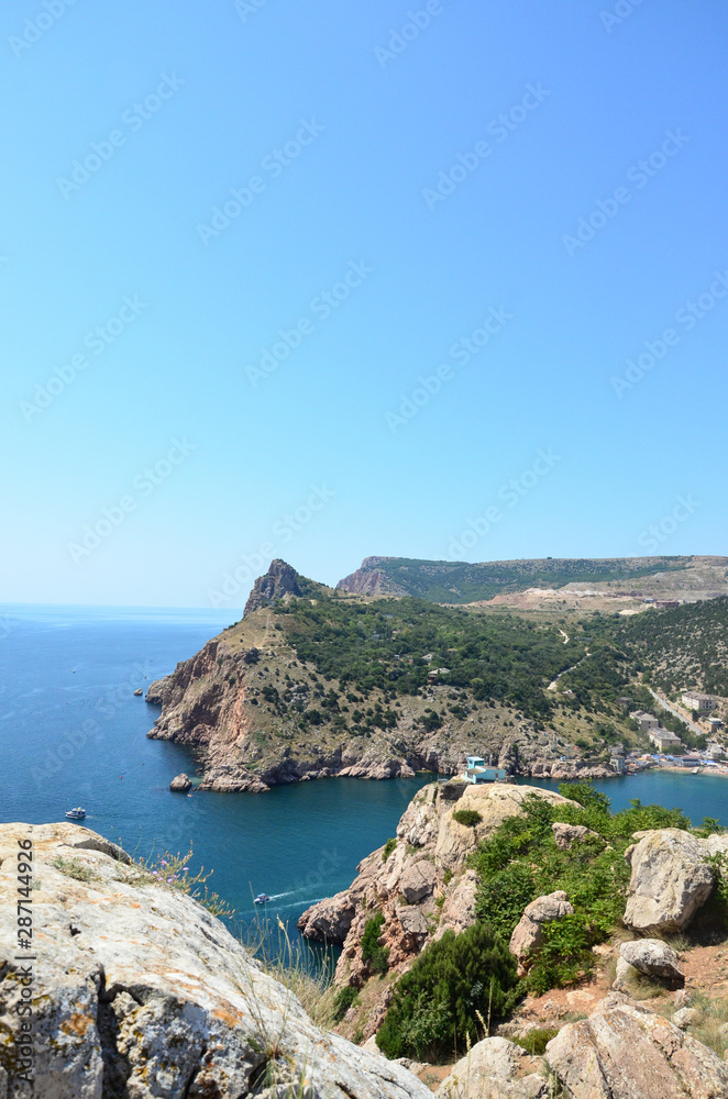 view of the island of santorini greece