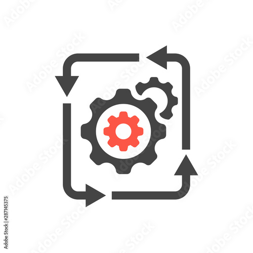 Workflow Automation icon with settings sign, customize, setup, manage, process symbol