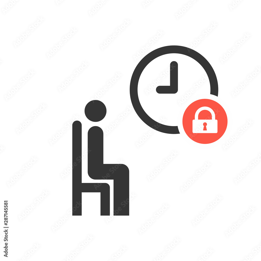 Waiting room icon with padlock sign, security, protection, privacy symbol Waiting room icon with padlock sign, security, protection, privacy symbol