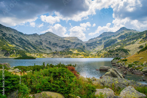 Fototapeta Naklejka Na Ścianę i Meble -  Path between Bezbog lake and hut and the Popovo lake in Pirin national park, near Bansko, Bulgaria