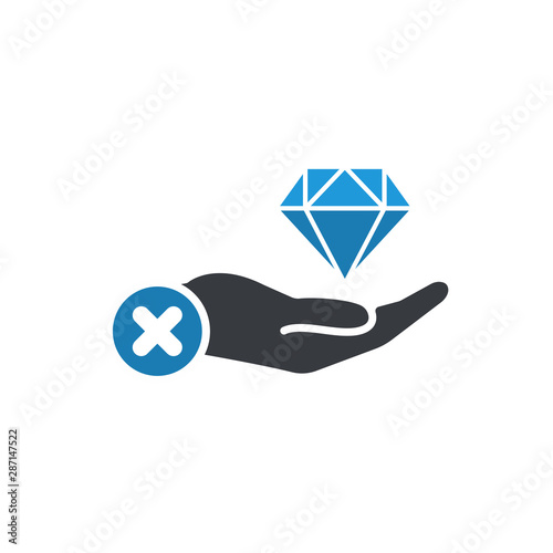 Diamond In The Hand Sign. Business Core Values Icon with cancel sign, close, delete, remove symbol