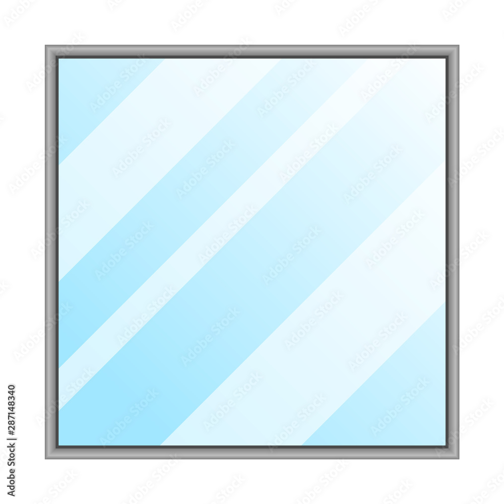 Mirror isolated. Interior decoration in frame, square shape.