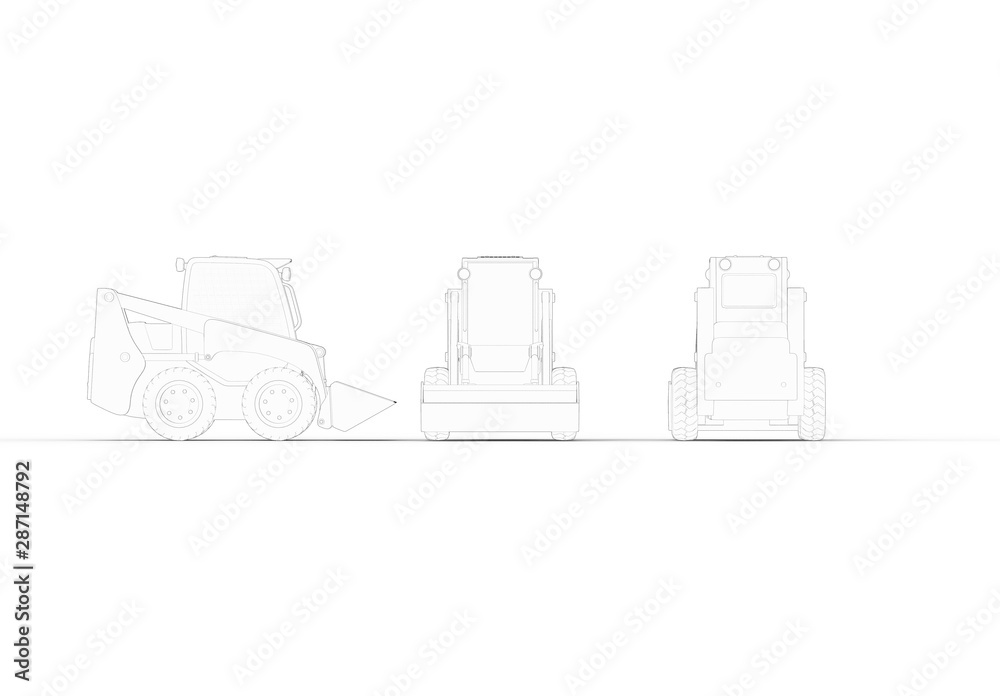 3d rendering of a small excavator isolated in white studio background 3d rendering of a small excavator isolated in white studio background