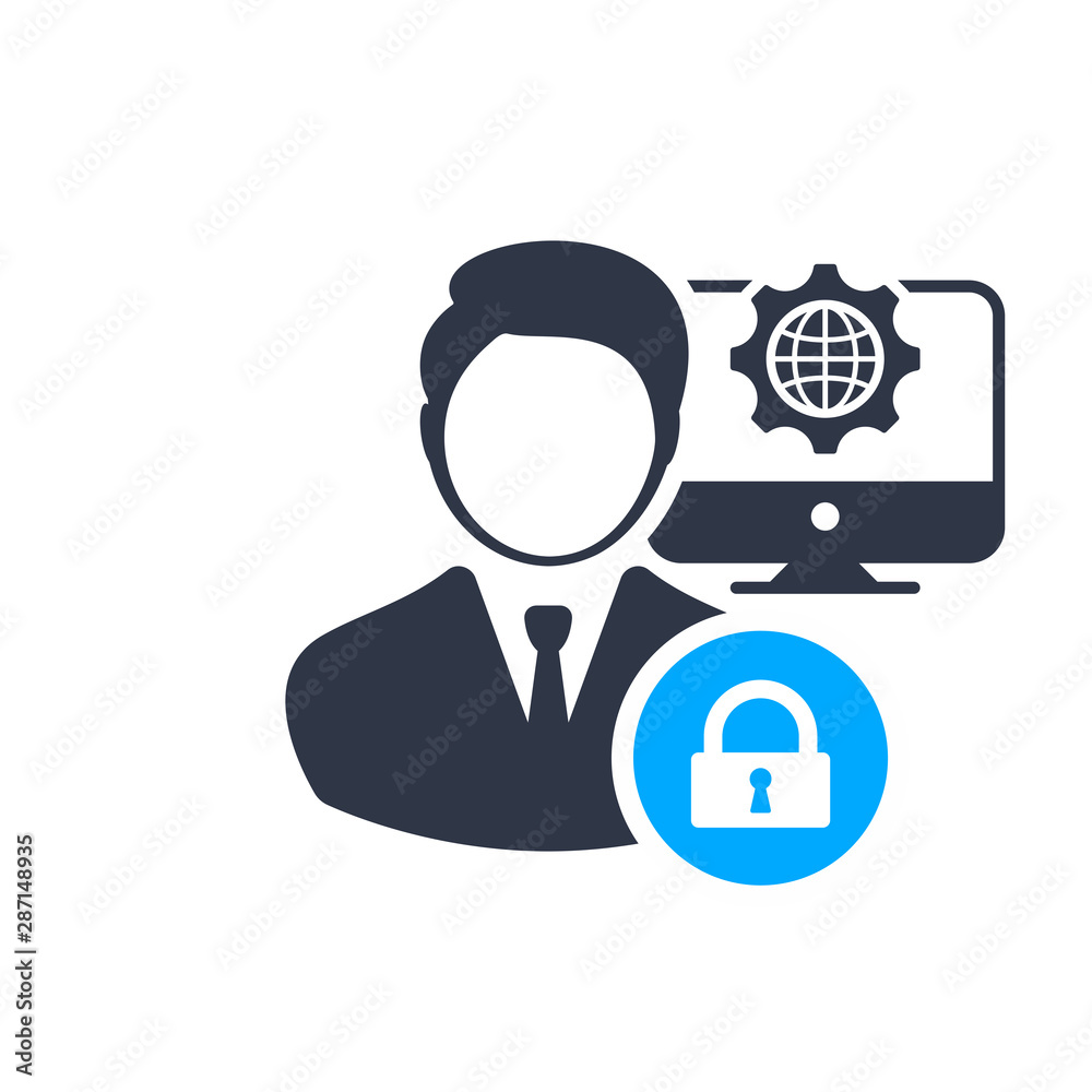 IT Manager sign. Data Management Icon with padlock sign, security, protection, privacy symbol IT Manager sign. Data Management Icon with padlock sign, security, protection, privacy symbol