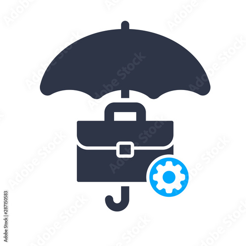 Risk management icon with settings sign, customize, setup, manage, process symbol