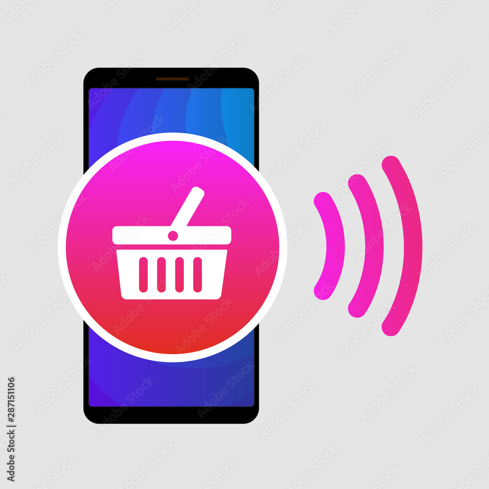 NFC paypass mobile phone flat vector icon. Contactless payment logo. Near field communication sign. NFC paypass mobile phone flat vector icon. Contactless payment logo. Near field communication sign.