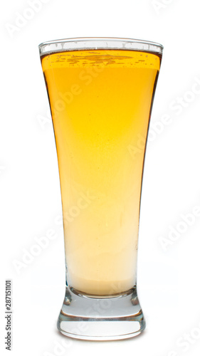 Beer glass on white background, vertical shot