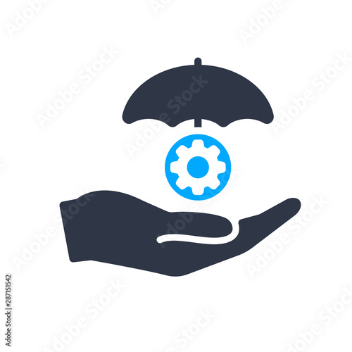 Protection service icon with settings sign, customize, setup, manage, process symbol