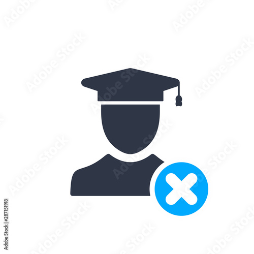 Expert Advice, Expert Opinion icon with cancel sign, close, delete, remove symbol