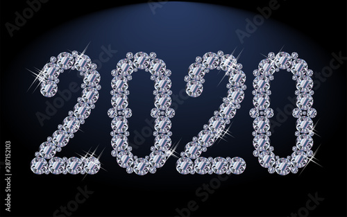 Diamond New 2020 year wallpaper, vector illustration