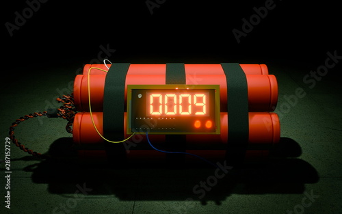 Canvastavla Image of a time bomb on dark background