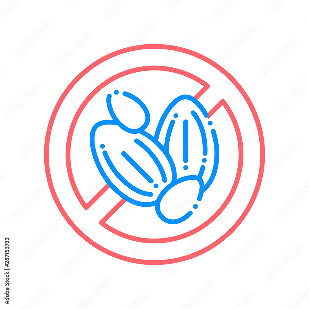 Naklejka premium Seeds free line color icon. Allergenic ingredient. Food intolerance. Sign for web page, mobile app, button, logo. Vector isolated button. Editable stroke.