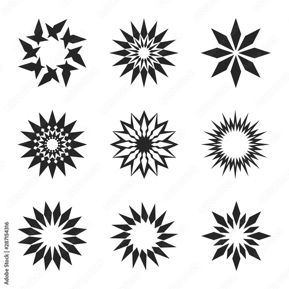 Stars and sparks icons. Stars and sparks icons.