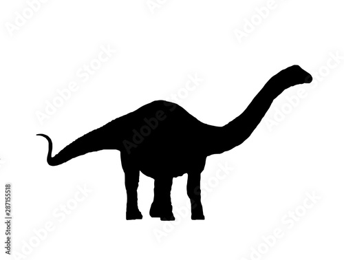 Graphical silhouette of diplodocus  isolated on white,vector illustration