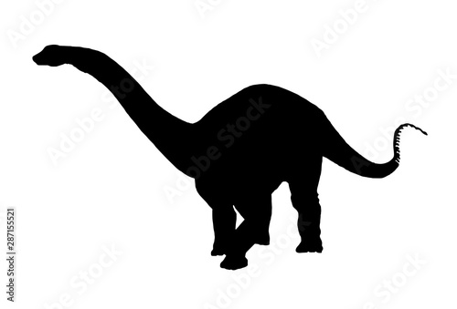 Graphical silhouette of diplodocus  isolated on white,vector illustration