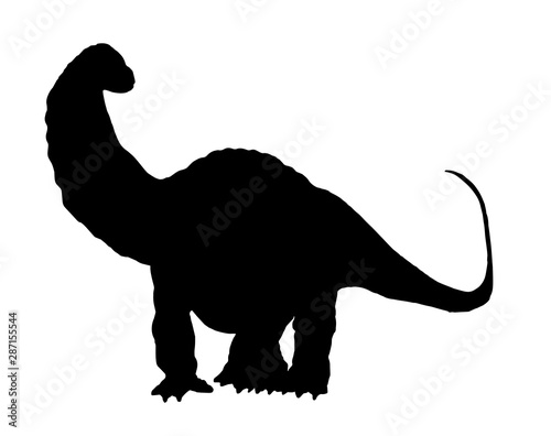 Graphical silhouette of diplodocus  isolated on white,vector illustration