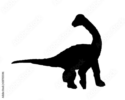Graphical silhouette of diplodocus  isolated on white,vector illustration