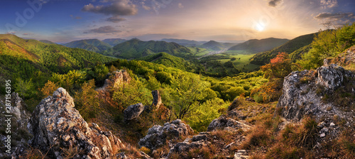 Mountain landscape panorama at spring at sunset © TTstudio