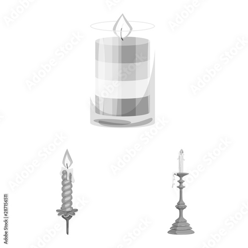 Vector design of paraffin and fire icon. Collection of paraffin and decoration stock symbol for web.