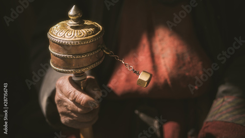 Spinning Brass prayer wheel i photo