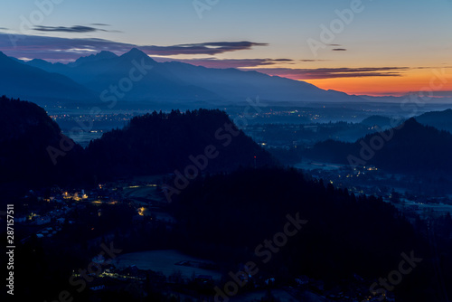 Sunrise in the Julian Alps in Slovenia