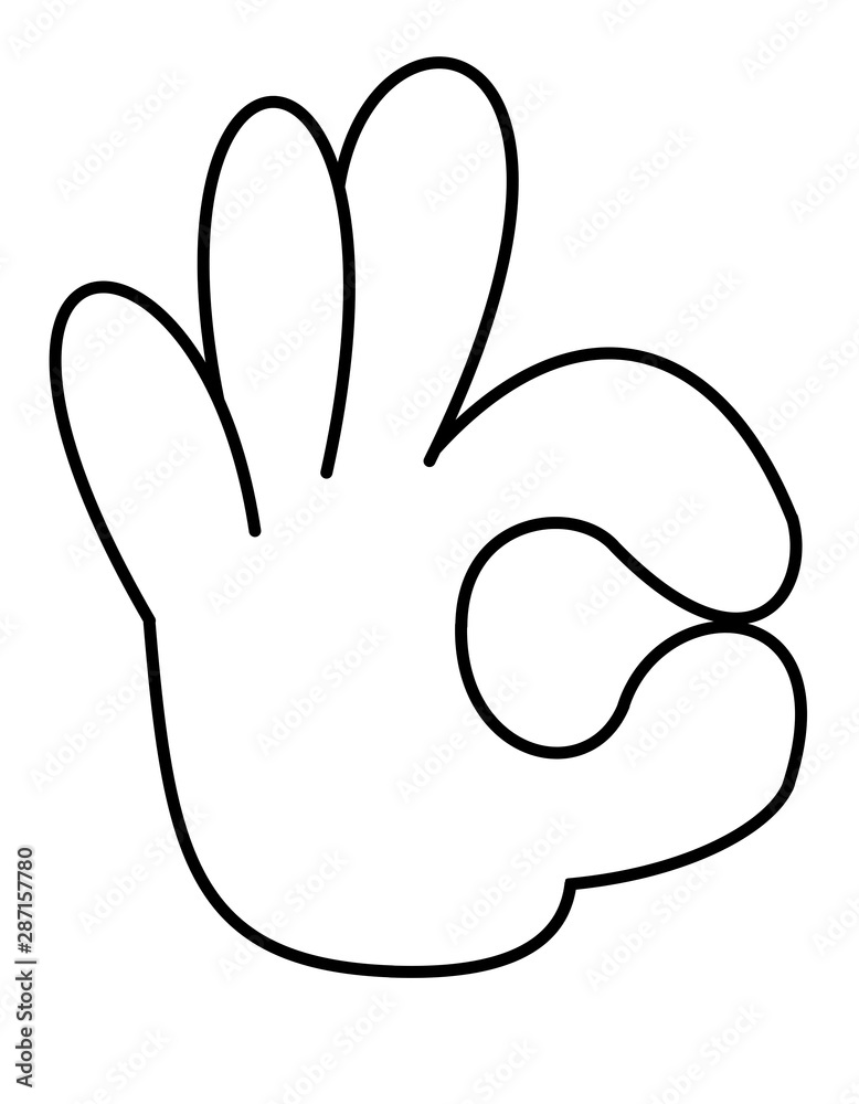 Obraz premium 右手(OKサイン)線画