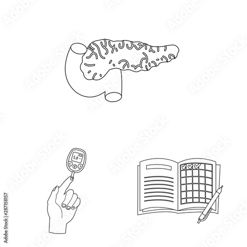 Vector illustration of mellitus and diabetes logo. Set of mellitus and diet stock vector illustration.