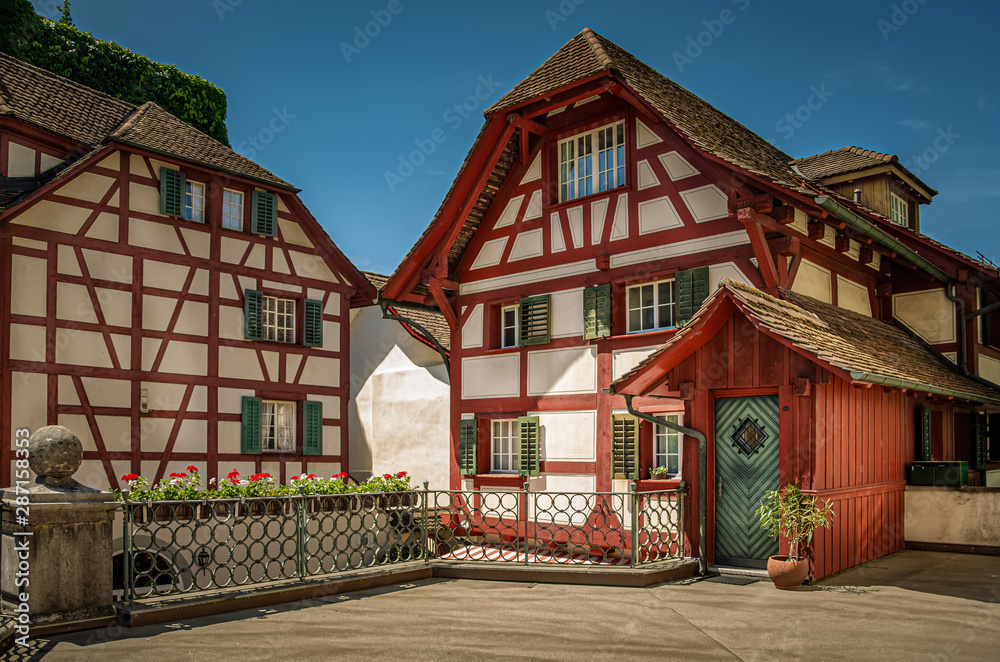 Courtyard of traditional half-timbered houses