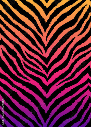 Zebra  tiger print  animal skin with zigzag lines  stripes. Abstract background. Detailed hand drawn vector illustration. Exotic gradient poster  banner. 