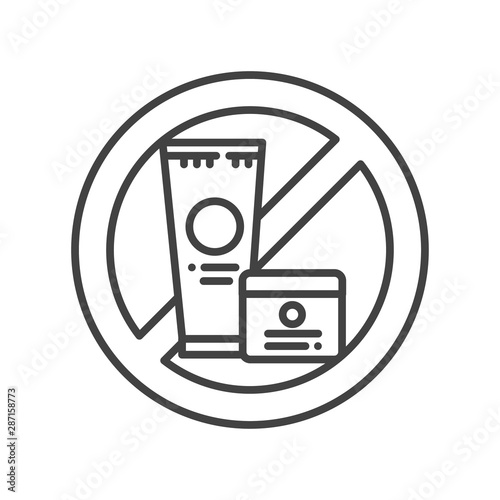 Cosmetics allergy line black icon. Allergic reaction to product. Hypersensitivity to the individual components of the product. Vector isolated element. Editable stroke.