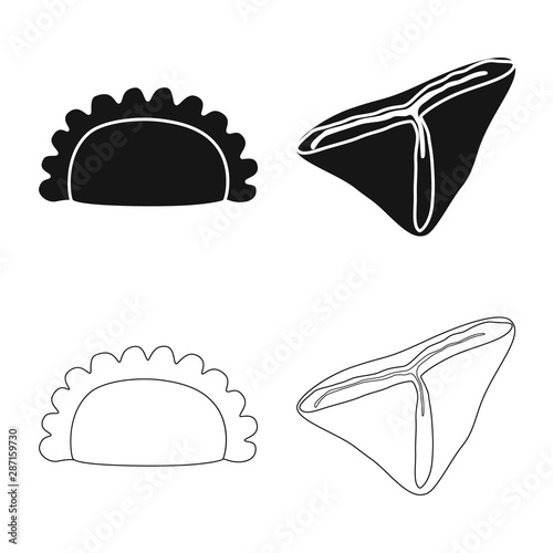 Vector illustration of products and cooking icon. Collection of products and appetizer stock symbol for web.