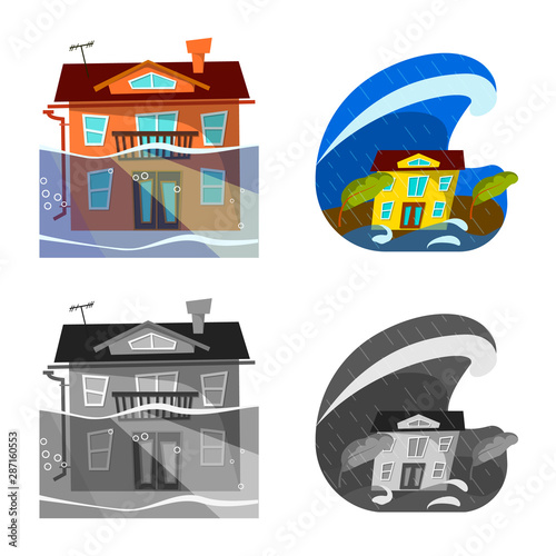 Isolated object of weather and distress symbol. Set of weather and crash vector icon for stock.