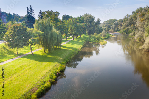 Poland, Malopolska, Oswiecim, Sola River and Park photo