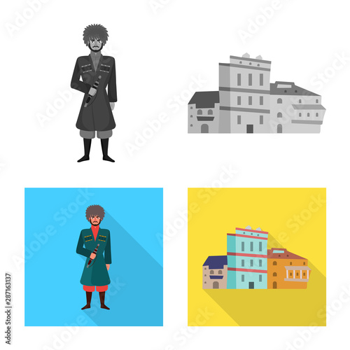 Isolated object of culture and sightseeing symbol. Set of culture and originality stock symbol for web.