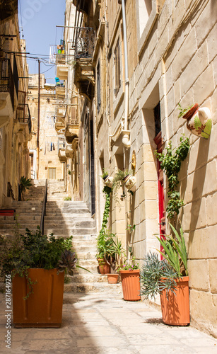 Streets of Malta Three Cities in summer 