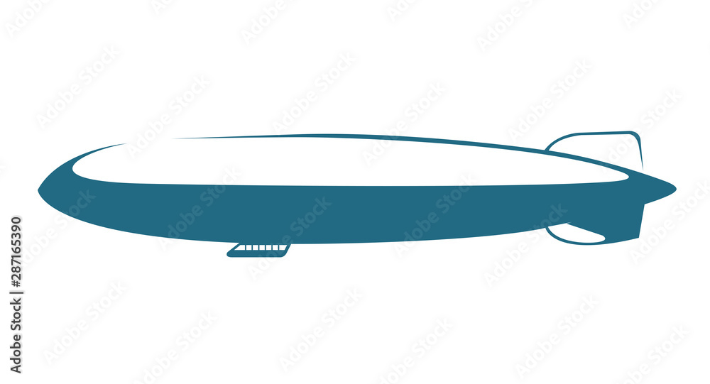 Vector drawn airship. Isolated on white background.