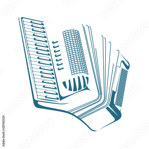 Vector drawn accordion. Isolated on white background.