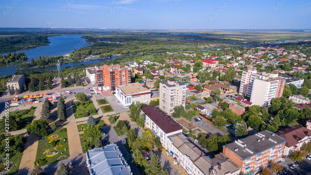 Aerial view on Azov city. Russia