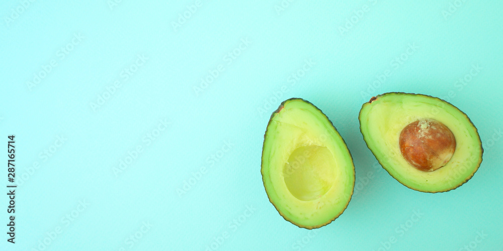 avocado (green and ripe fruit, vitamins) top menu concept. food background. copy space