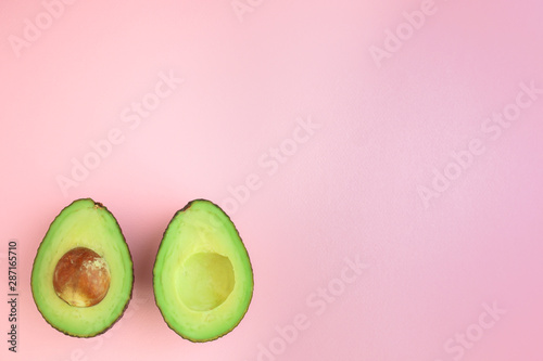 avocado (green and ripe fruit, vitamins) top menu concept. food background. copy space
