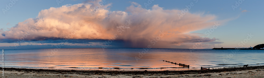 Storm clouds at sunset, Douglas bay, Isle of Man, British Isles