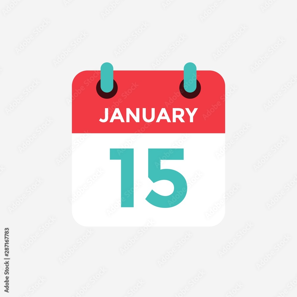 Flat icon calendar 15 January. Date, day and month. Vector illustration. Flat icon calendar 15 January. Date, day and month. Vector illustration.