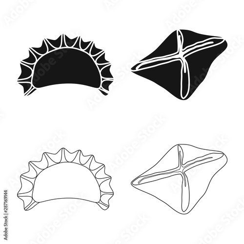 Vector illustration of products and cooking sign. Collection of products and appetizer stock symbol for web.
