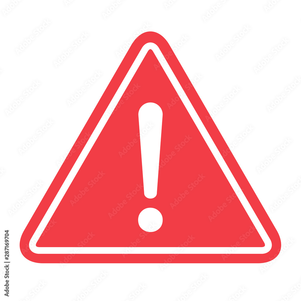 Hazard warning symbol vector icon flat sign symbol with exclamation mark isolated on white background Hazard warning symbol vector icon flat sign symbol with exclamation mark isolated on white background