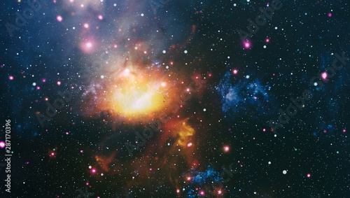 Fototapeta Naklejka Na Ścianę i Meble -  Colored nebula and open cluster of stars in the universe. Elements of this image furnished by NASA.