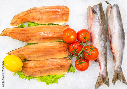 Showcase with chilled fish....