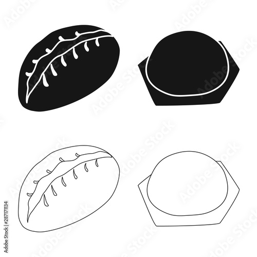 Vector illustration of products and cooking sign. Set of products and appetizer stock vector illustration.