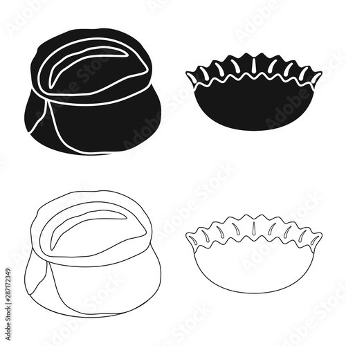 Vector illustration of products and cooking logo. Set of products and appetizer stock vector illustration.
